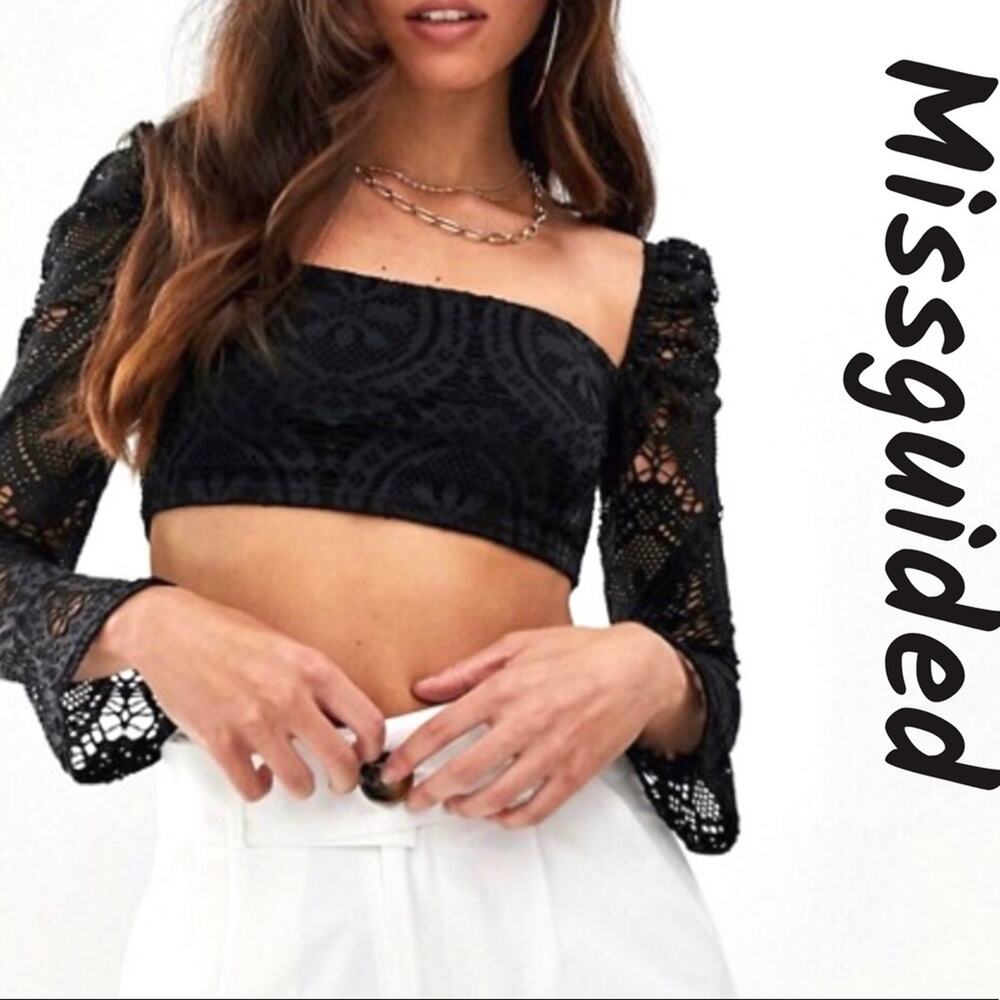 Beautiful Missguided Square Neck Lace Crop Top